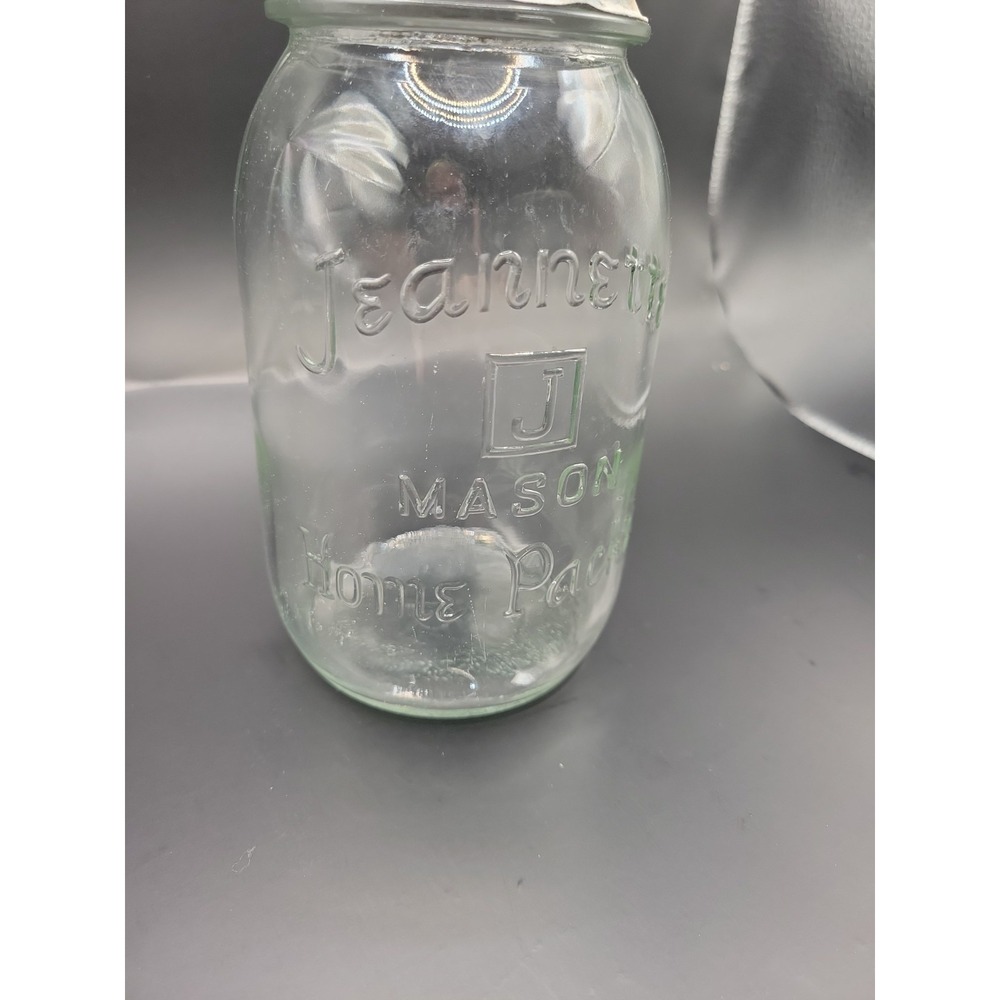 Vintage Jeannette Home Packer Mason Jar 1930s Clear Quart UV Manganese Glow...